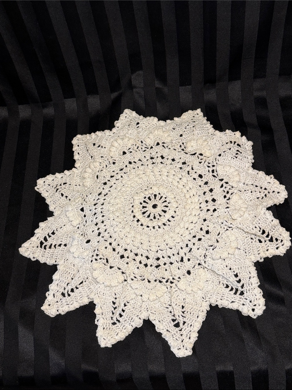Handmade Crochet Star Doily in White-like Yarn
